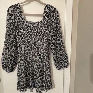 Aakaa Dress Black and White Floral Print Size XS